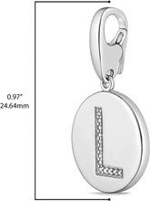 .925 Sterling Silver Diamond-Accented Round Initial Charm Enhancer with Lobster Claw Clasp (I-J Color, I2-I3 Clarity) - Choice of Letter