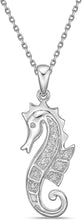 .925 Sterling Silver Diamond Accented Seahorse Pendant Necklace with Cable Chain - 20” (I-J Color, I2-I3 Clarity)