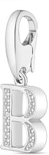 .925 Sterling Silver Diamond-Accented Dangling Initial Charm Enhancer with Lobster Claw Clasp (I-J Color, I2-I3 Clarity) - Choice of Letter