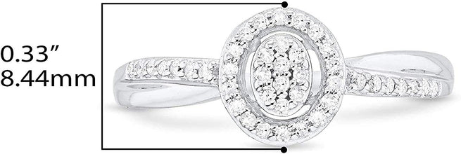 10K White Gold 1/6 Cttw Diamond Oval with Halo & Twisted Sides Promise Ring (H-I Color, I1-I2 Clarity)