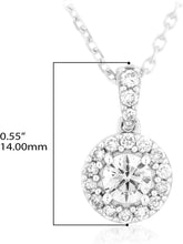 10K White Gold 1/2 Cttw Lab Grown Diamond Round Halo Pendant Necklace on 18