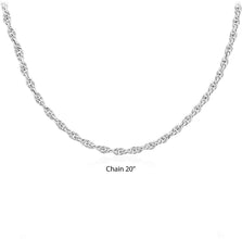 .925 Sterling Silver Rope Chain Adjustable Length 18