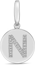 .925 Sterling Silver Diamond-Accented Round Initial Charm Enhancer with Lobster Claw Clasp (I-J Color, I2-I3 Clarity) - Choice of Letter