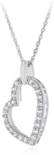 .925 Sterling Silver Cubic Zirconia Assymetrical Heart Pendant Necklace with 18