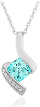 .925 Sterling Silver, Cushion-Cut Birthstone & Created White Sapphire or CZ Twist Pendant Necklace on 18