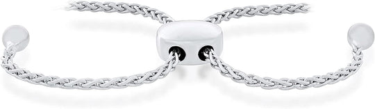 .925 Sterling Silver, 2.0 Cttw Cushion, Marquise & Pear Cut Lab Grown Blue Sapphire & Lab Grown White Sapphire Halo Twist Bolo Bracelet - 6” - 9-3/4”