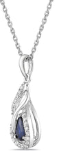 10K White Gold Pear Shape Blue Sapphire & 1/10 Cttw Diamond Teardrop Infinity Pendant Necklace - 18