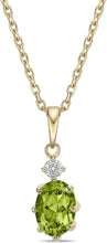 14K Yellow Gold Plated .925 Sterling Silver Oval Cut Birthstone & Created White Sapphire Pendant Necklace 18