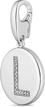 .925 Sterling Silver Diamond-Accented Round Initial Charm Enhancer with Lobster Claw Clasp (I-J Color, I2-I3 Clarity) - Choice of Letter