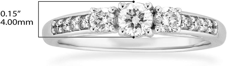 10K White Gold 1/2 Cttw Lab Created Diamond Three Stone Engagement Ring (G-H Color, SI1-SI2 Clarity)