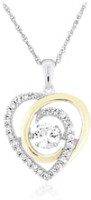 14K Yellow Gold Plated .925 Sterling Silver Lab Created White Sapphire Dancing Heart Pendant Necklace on 18