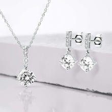 .925 Sterling Silver Cubic Zirconia Dangle Earrings and Pendant Necklace on 18