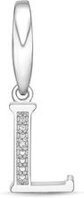 .925 Sterling Silver Diamond-Accented Dangling Initial Charm Enhancer with Lobster Claw Clasp (I-J Color, I2-I3 Clarity) - Choice of Letter