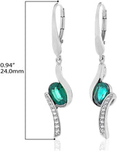 .925 Sterling Silver Oval Lab created Gemstone & Lab Created White Sapphire Bypass Dangling Earrings - Choice of stone