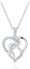 .925 Sterling Silver & Cubic Zirconia Heart with Couple and