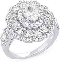 .925 Sterling Silver & Oval Cut White Cubic Zirconia Halo 3/4