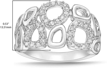 .925 Sterling Silver & 2/5 Cttw Diamond Modern Abstract Open Bubble Mosaic Statement Ring (I-J Color, I2-I3 Clarity)