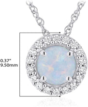 .925 Sterling Silver Birthstone & Lab Grown White Sapphire or CZ Halo Pendant Necklace on 18