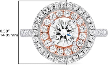 14K Rose Gold Plated .925 Sterling Silver Cubic Zirconia Double Halo Ring