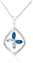 .925 Sterling Silver Created White Opal, Swiss Blue Topaz, Sky Blue Topaz & Created White Sapphire Reversible Butterfly Pendant Necklace - 18