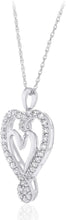 .925 Sterling Silver Cubic Zirconia Nesting Hearts Pendant Necklace with 18