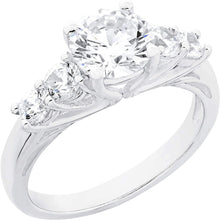 .925 Sterling Silver & Round-Brilliant Cut White Cubic Zirconia Five Stone Shared Prong Cathedral Style Anniversary or Engagement Ring