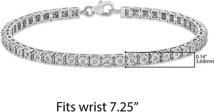 .925 Sterling Silver 1/4 Cttw Diamond Square Miracle Set Links Tennis Bracelet (I-J Color, I2-I3 Clarity) - 7-1/4