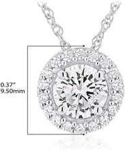.925 Sterling Silver Birthstone & Lab Grown White Sapphire or CZ Halo Pendant Necklace on 18