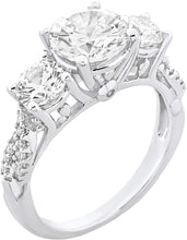 .925 Sterling Silver Round Brilliant Cut Cubic Zirconia Three Stone Crossover Infinity Twist Shank Engagement Ring