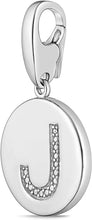 .925 Sterling Silver Diamond-Accented Round Initial Charm Enhancer with Lobster Claw Clasp (I-J Color, I2-I3 Clarity) - Choice of Letter