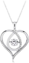 .925 Sterling Silver & Lab Created White Sapphire Dancing Heart Pendant Necklace with Fine Rope Chain - 18”