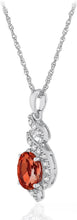 .925 Sterling Silver Gemstone & White Topaz Ribbon Halo Pendant Necklace on 18