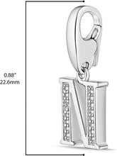 .925 Sterling Silver Diamond-Accented Dangling Initial Charm Enhancer with Lobster Claw Clasp (I-J Color, I2-I3 Clarity) - Choice of Letter