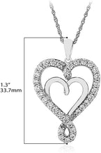 .925 Sterling Silver Cubic Zirconia Nesting Hearts Pendant Necklace with 18