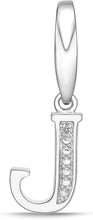 .925 Sterling Silver Diamond-Accented Dangling Initial Charm Enhancer with Lobster Claw Clasp (I-J Color, I2-I3 Clarity) - Choice of Letter