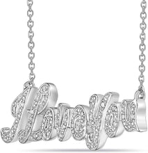 .925 Sterling Silver 1/6 Cttw Diamond Cursive “I Love You” Pendant Necklace with Cable Chain - 20” (I-J Color, I2-I3 Clarity)