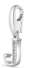 .925 Sterling Silver Diamond-Accented Dangling Initial Charm Enhancer with Lobster Claw Clasp (I-J Color, I2-I3 Clarity) - Choice of Letter