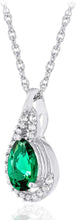 .925 Sterling Silver Pear-Shaped Birthstone & Lab Grown White Sapphire or CZ Teardrop Pendant Necklace on 18
