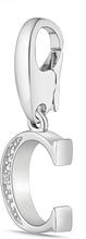 .925 Sterling Silver Diamond-Accented Dangling Initial Charm Enhancer with Lobster Claw Clasp (I-J Color, I2-I3 Clarity) - Choice of Letter