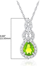 .925 Sterling Silver Teardrop Birthstone & Lab Grown White Sapphire or CZ Art Deco Style Pendant & 18