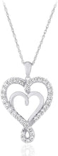 .925 Sterling Silver Cubic Zirconia Nesting Hearts Pendant Necklace with 18
