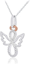 14K Rose Gold Plated .925 Sterling Silver Diamond Accented Angel Infinity Pendant Necklace on 18