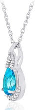 .925 Sterling Silver Pear-Shaped Birthstone & Lab Grown White Sapphire or CZ Teardrop Pendant Necklace on 18