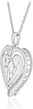 .925 Sterling Silver Diamond Accented Couple Silhouette in Heart with Message Pendant Necklace on 18
