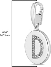 .925 Sterling Silver Diamond-Accented Round Initial Charm Enhancer with Lobster Claw Clasp (I-J Color, I2-I3 Clarity) - Choice of Letter