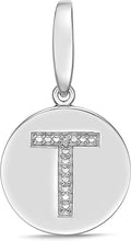 .925 Sterling Silver Diamond-Accented Round Initial Charm Enhancer with Lobster Claw Clasp (I-J Color, I2-I3 Clarity) - Choice of Letter