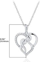 .925 Sterling Silver & Cubic Zirconia Heart with Couple and