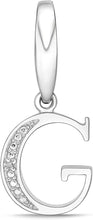 .925 Sterling Silver Diamond-Accented Dangling Initial Charm Enhancer with Lobster Claw Clasp (I-J Color, I2-I3 Clarity) - Choice of Letter