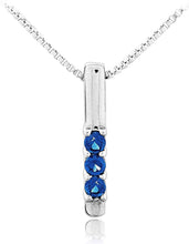 .925 Sterling Silver Round Created White Sapphire Three Stone Bar Drop Pendant Necklace - 18