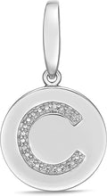.925 Sterling Silver Diamond-Accented Round Initial Charm Enhancer with Lobster Claw Clasp (I-J Color, I2-I3 Clarity) - Choice of Letter